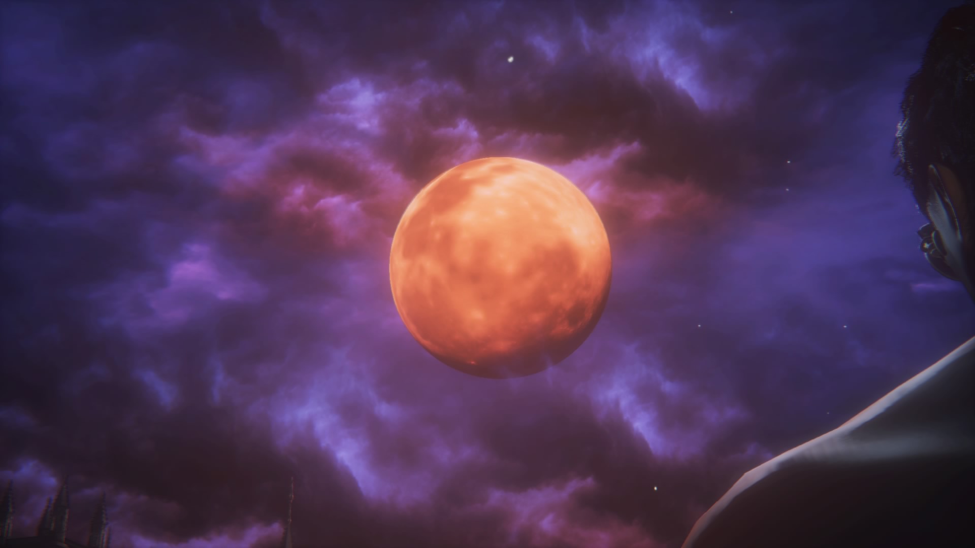 赤い月がのぼる空